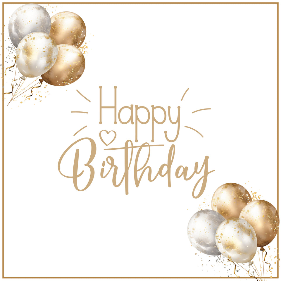 Happy birthday golden balloon greeting card