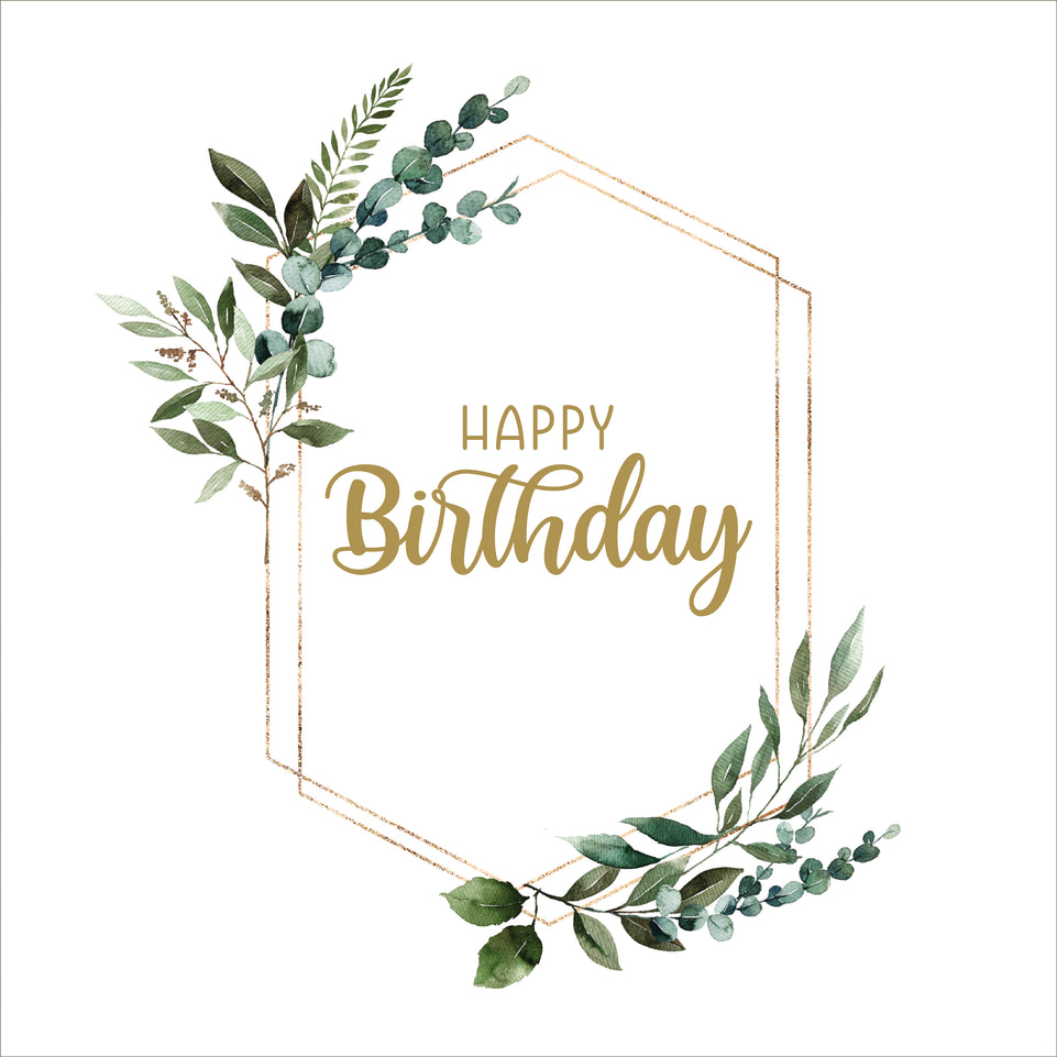 Happy birthday rustic greenery frame greeting card