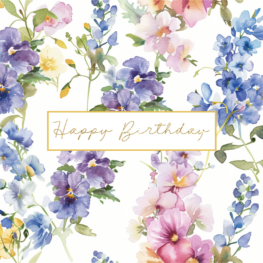 Happy birthday watercolor floral greeting card