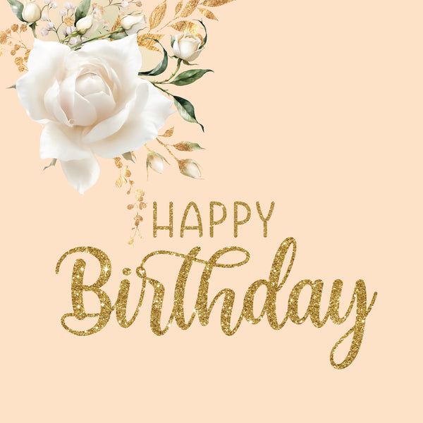 Happy birthday white rose greeting card