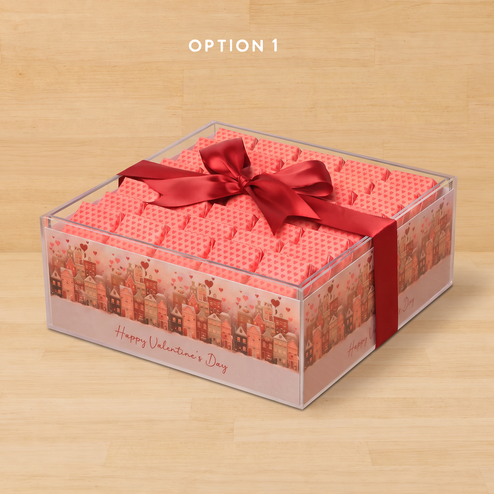 Cupid's village Happy Valentine's Day designed premium chocolate acrylic tray