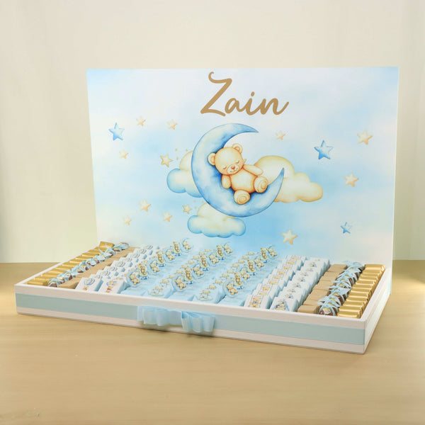 Baby boy teddy designed premium chocolate large leather tray
