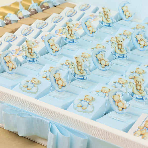 Baby boy teddy designed premium chocolate large leather tray