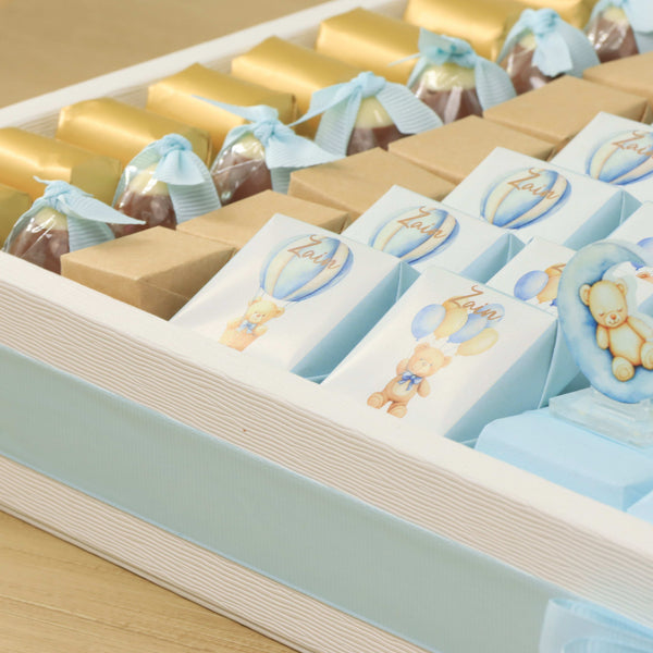 Baby boy teddy designed premium chocolate large leather tray