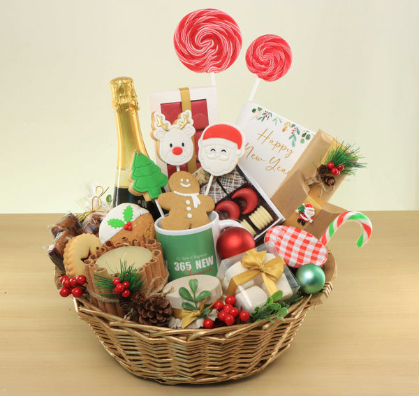 Season's greeting designed premium chocolate & sweets large basket