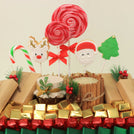 Christmas jolly decorated premium chocolate, cookies & sweets large leather tray