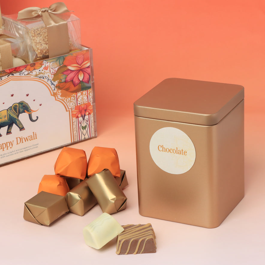 Happy Diwali elephant floral designed premium chocolate & sweets medium acrylic tray