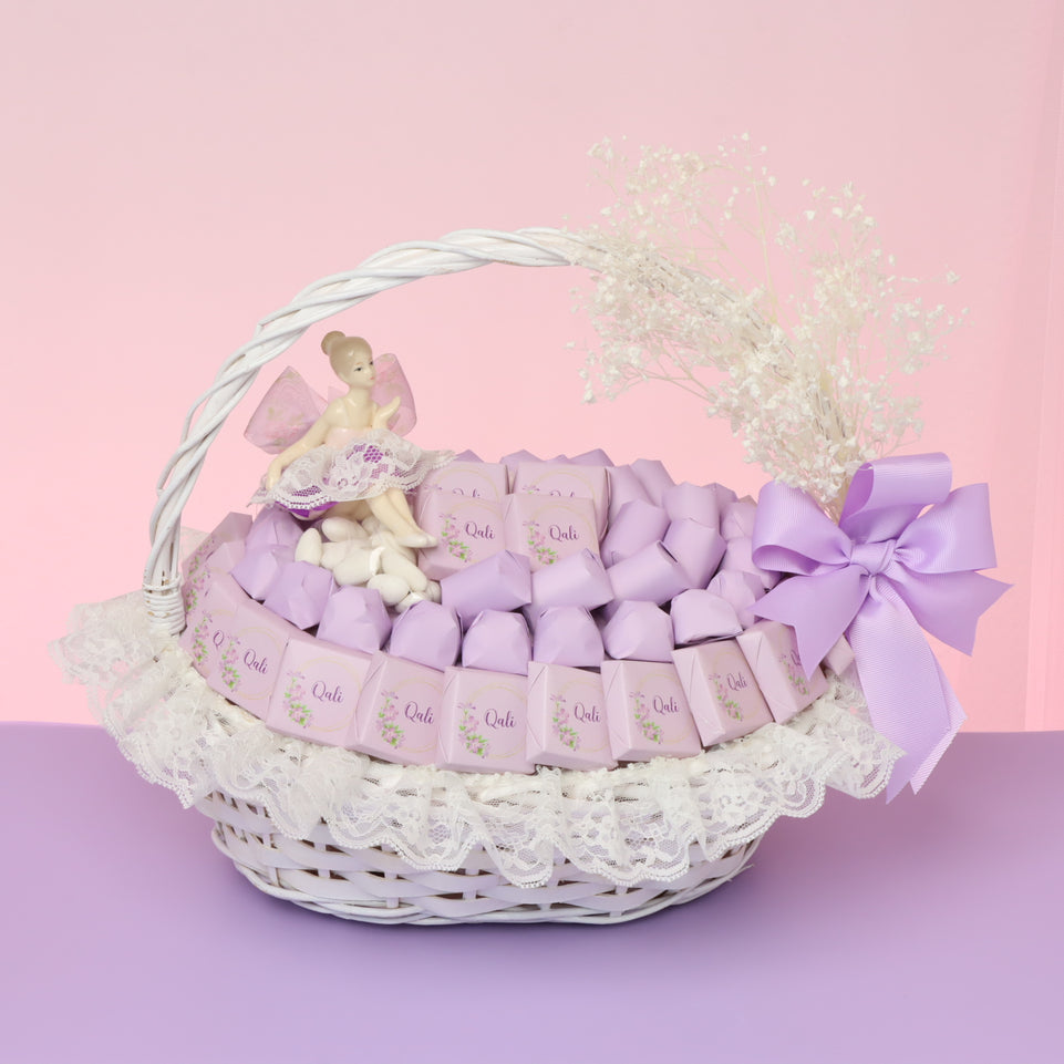 Baby girl ballerina & flower decorated chocolate large basket