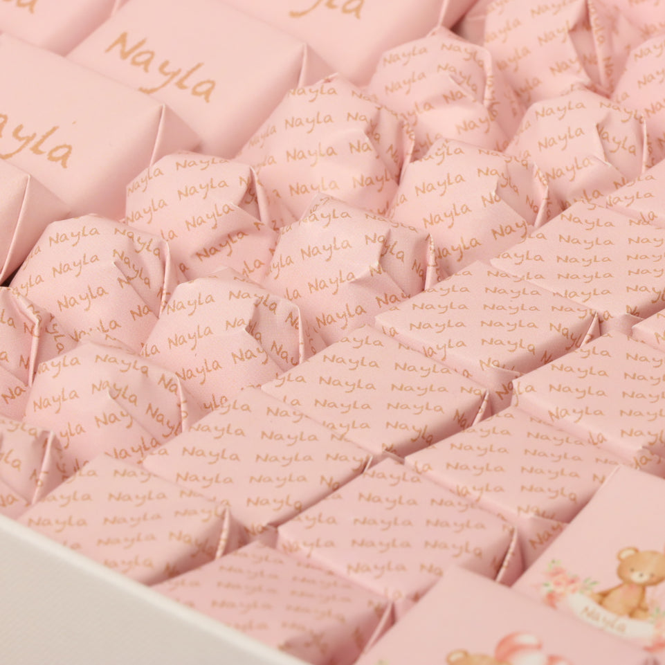 Baby girl teddy themed personalized chocolate extra large hamper