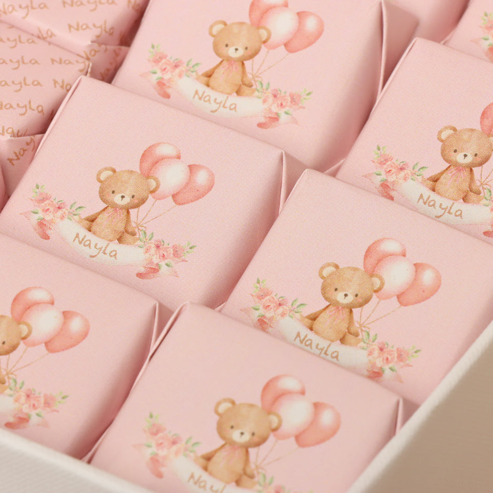 Baby girl teddy themed personalized chocolate extra large hamper
