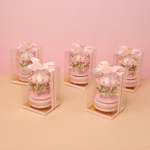 Set of 20 Baby girl personalized carousel music box giveaway