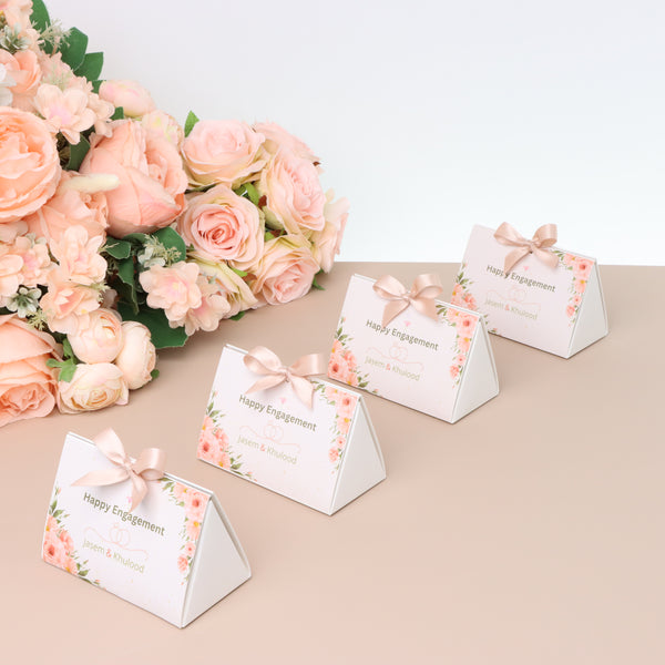 Set of 20 Bridal personalized chocolate triangle box