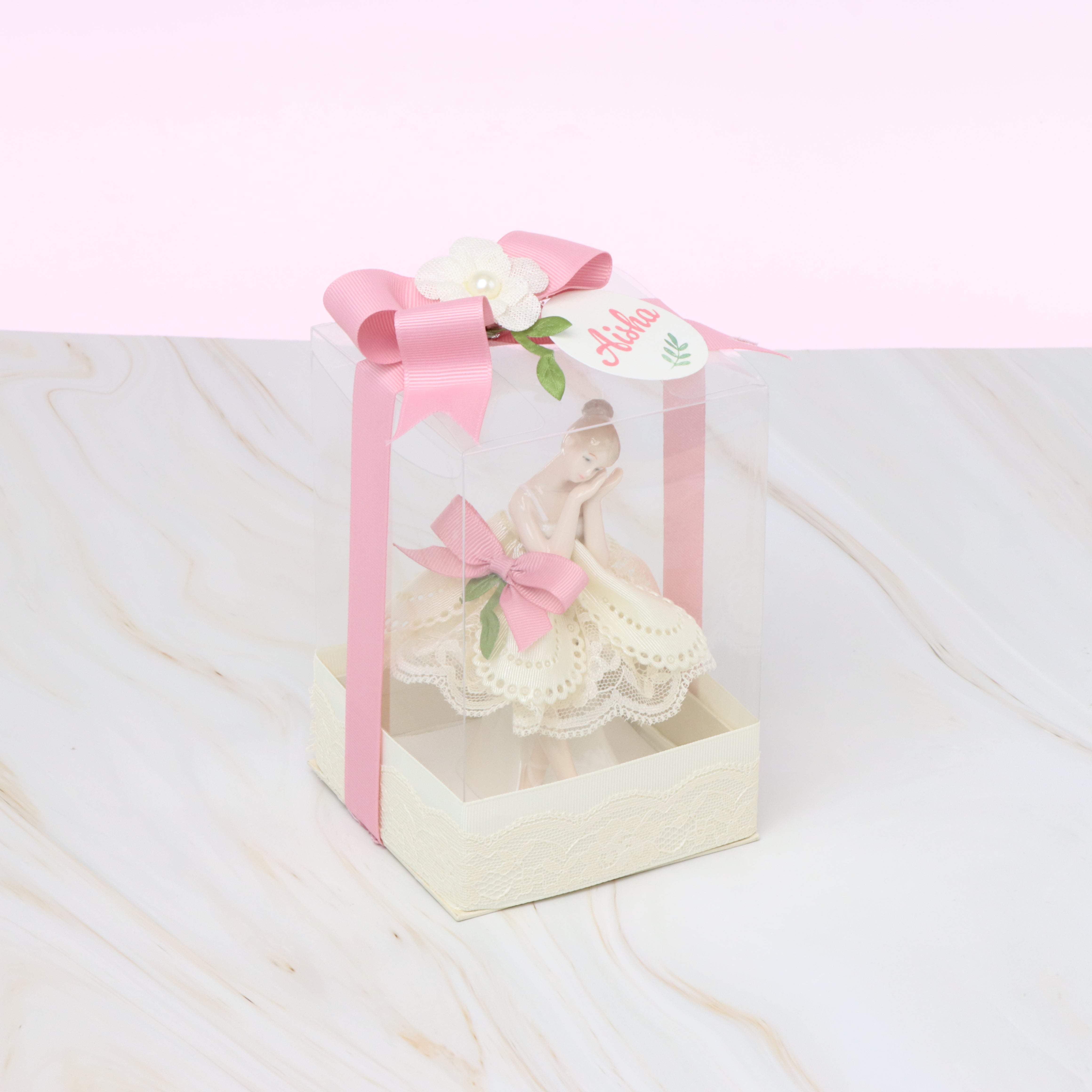 Set of 20 Baby girl ceramic ballerina clear box