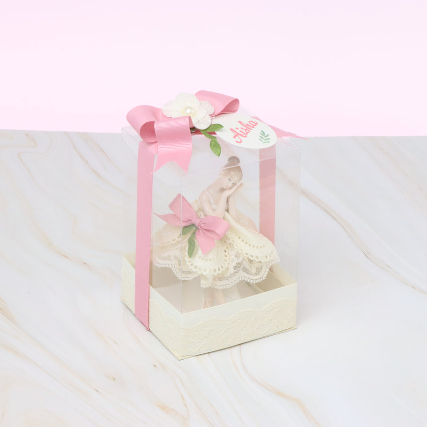 Baby girl ceramic ballerina clear box