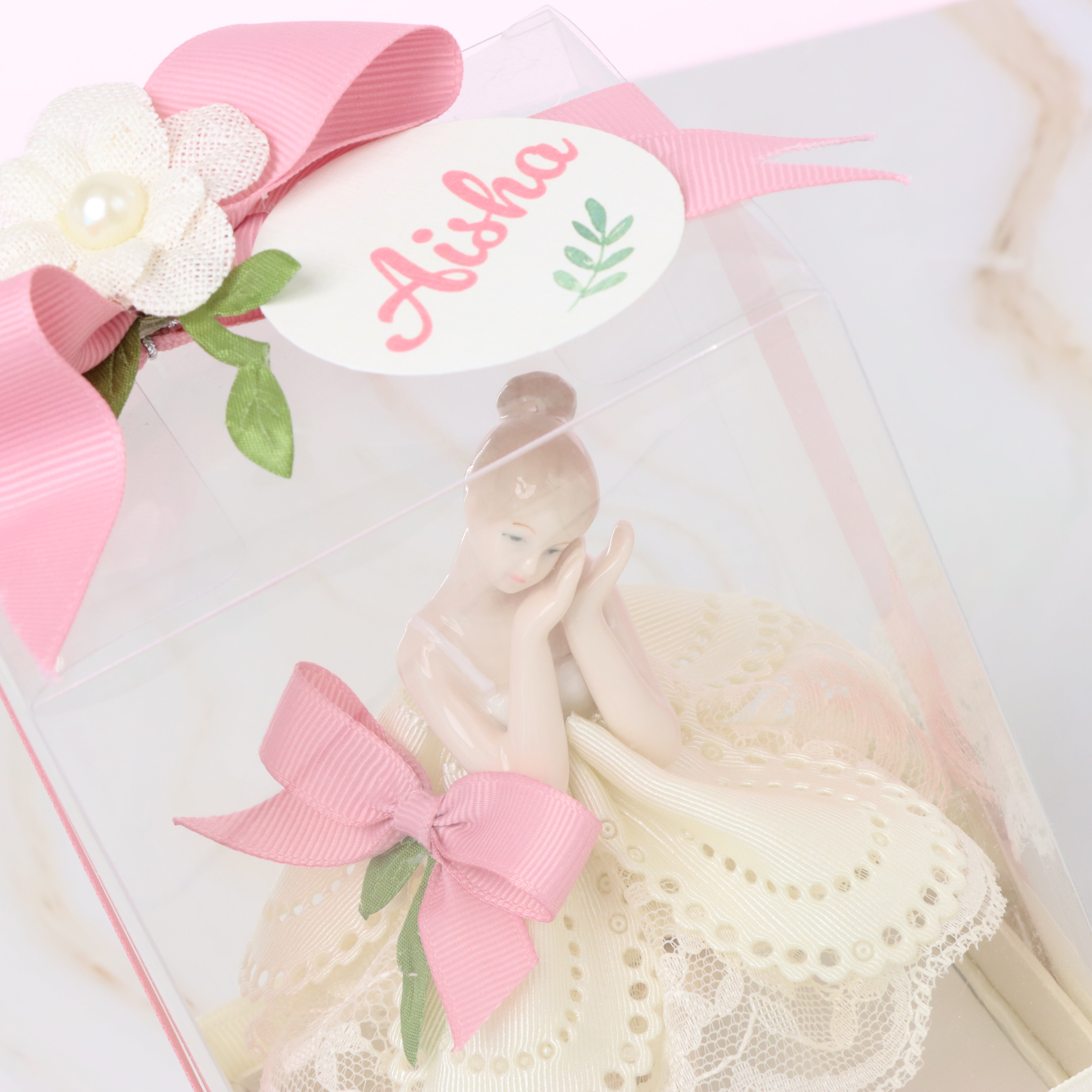Set of 20 Baby girl ceramic ballerina clear box