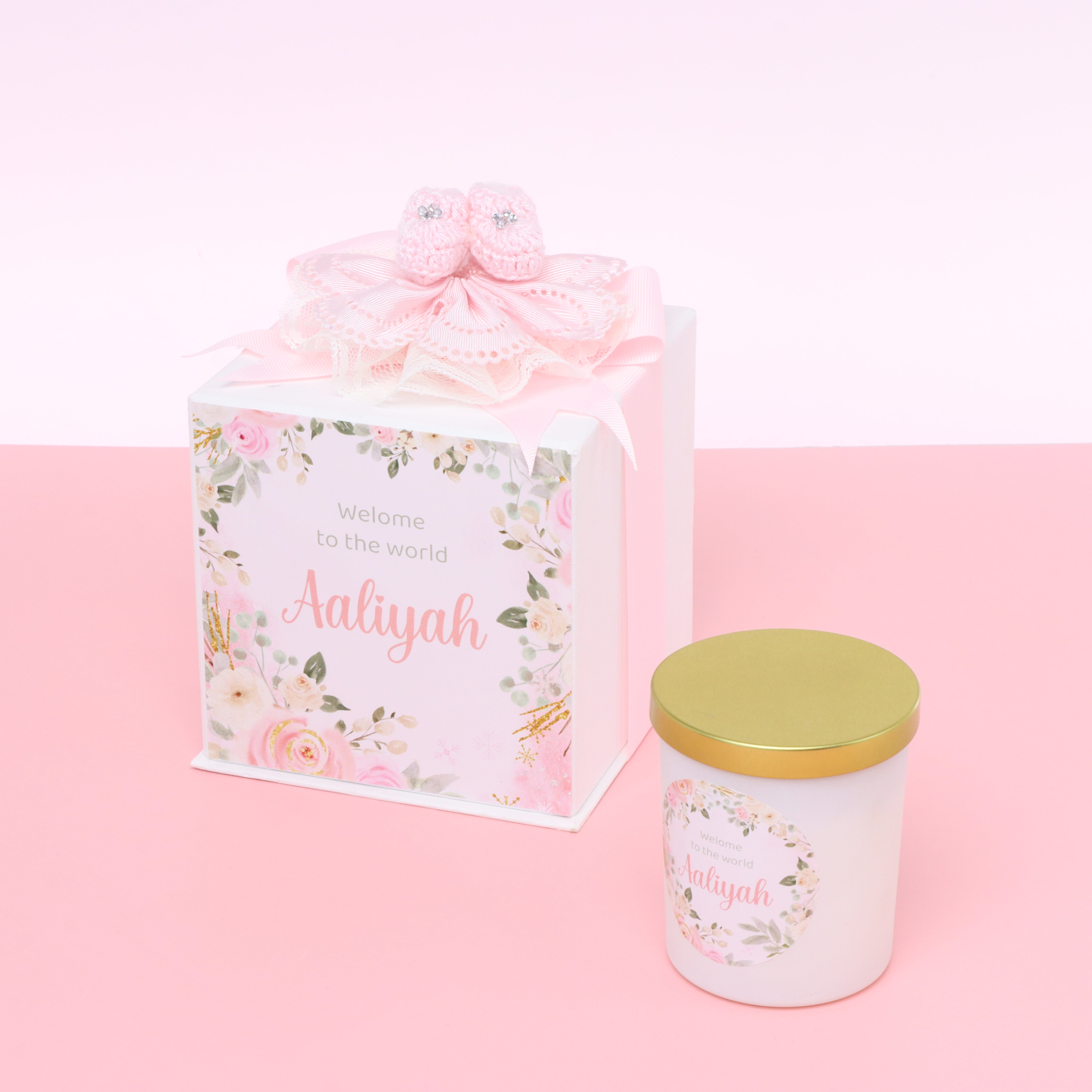 Set of 20 Baby girl ballerina shoes decorated candle hard box