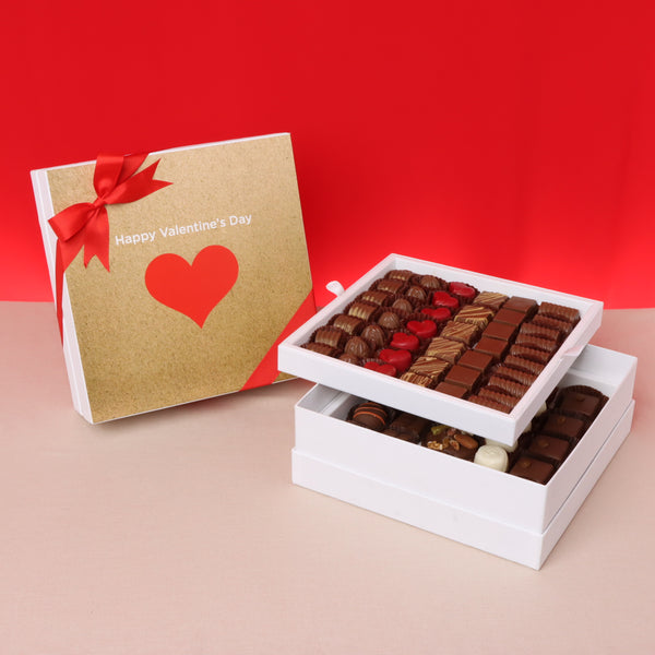 Heart designed valentine design 2-layer chocolate hard box