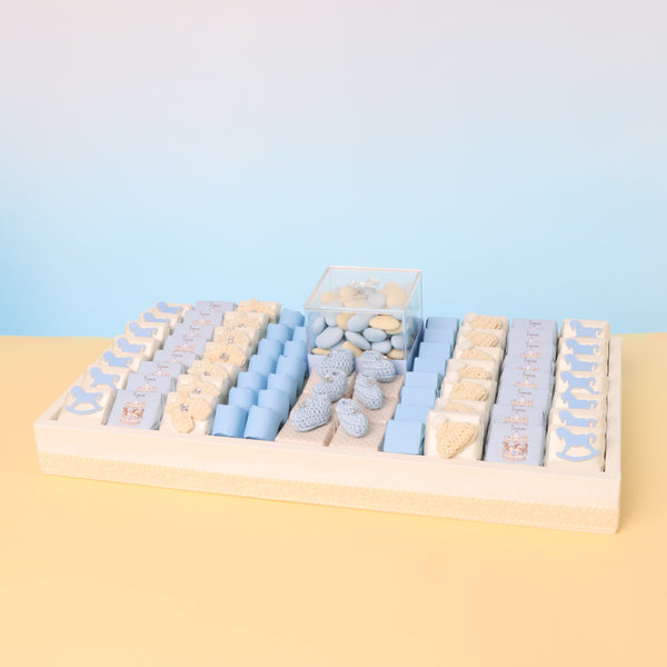 Baby boy carousel theme chocolate medium leather tray