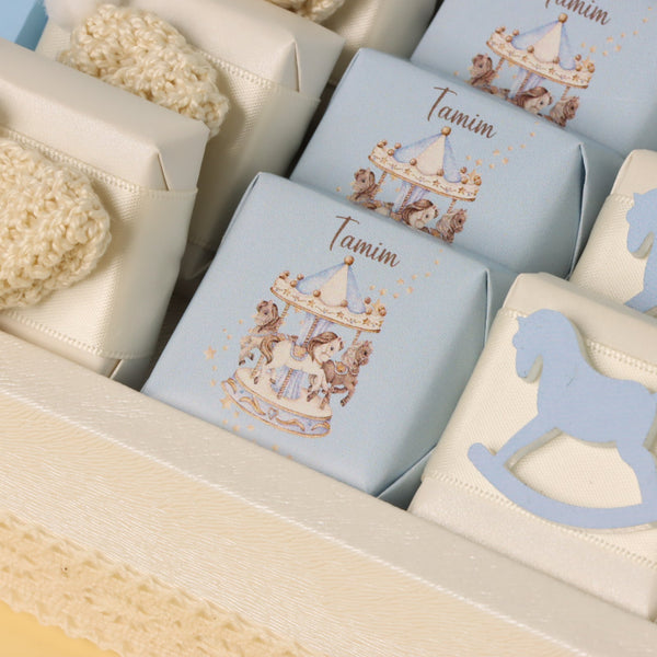 Baby boy carousel theme chocolate medium leather tray