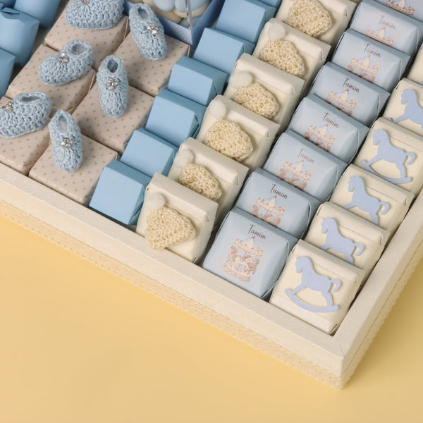 Baby boy carousel theme chocolate medium leather tray