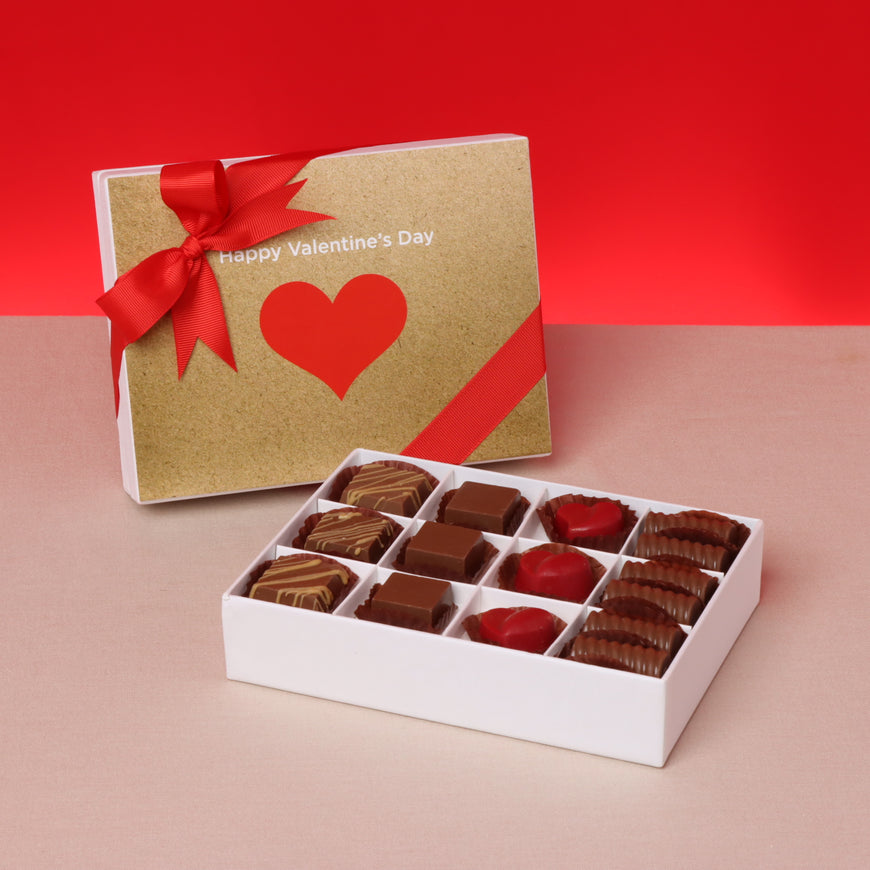 Rustic red heart valentine design 12-pieces hard box