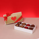 Set of 6 red heart designed 8P premium chocolate hard box giveaway