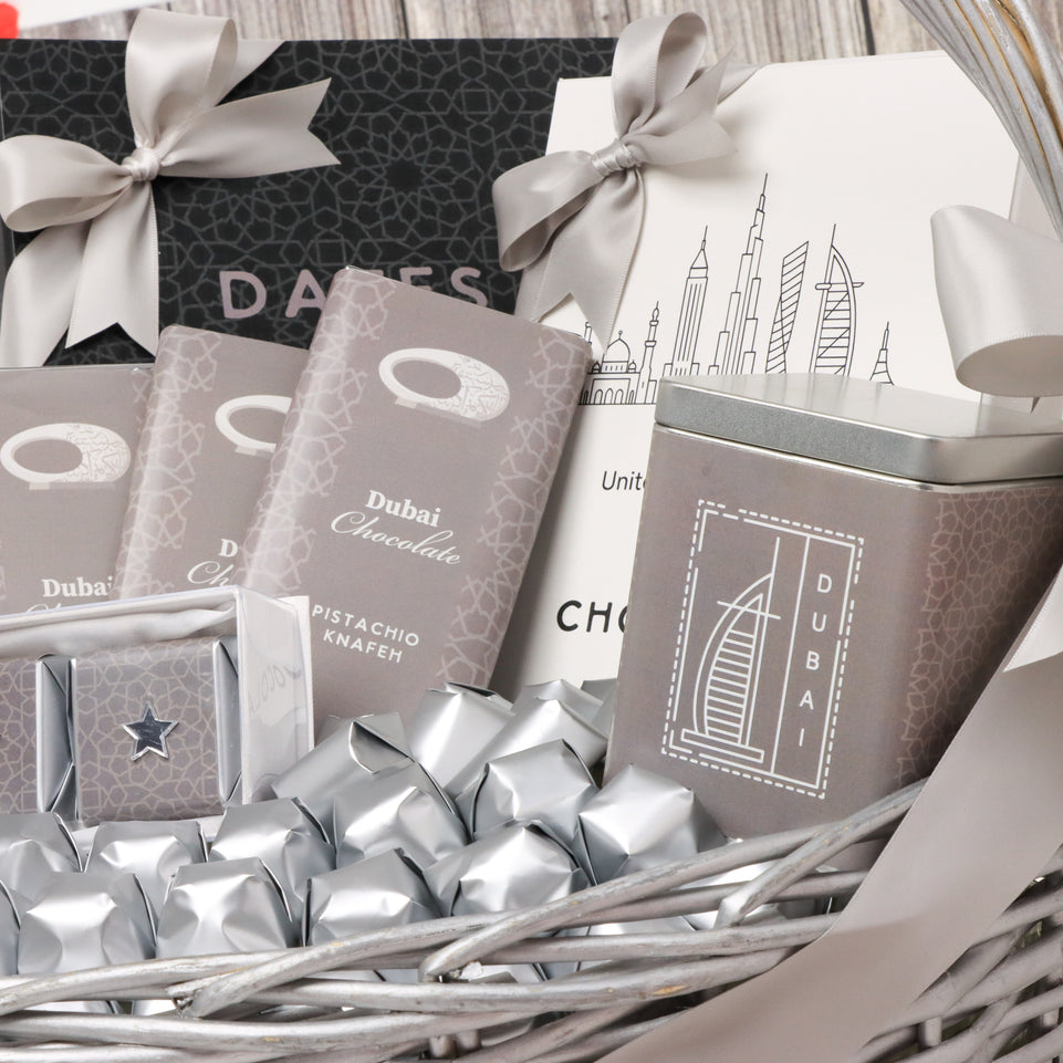 Premium chocolate & sweets , dubai chocolate large basket