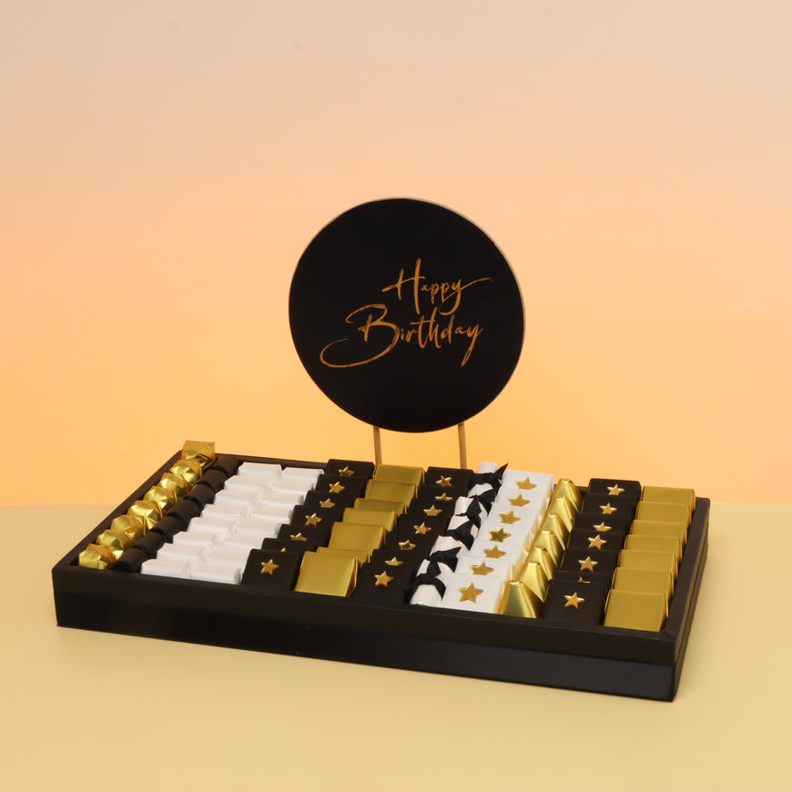 Happy birthday chocolate medium leather tray