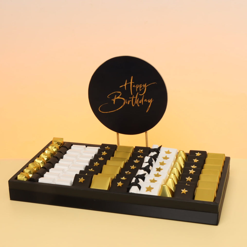 Happy birthday premium chocolate medium leather tray