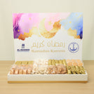 Corporate customize Ramadan kareem pastel designed chocolate & sweets medium leather tray with designed acrylic backdrop