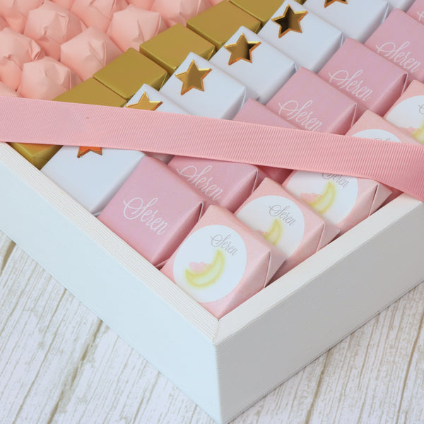 Baby girl moon theme personalized designed chocolate medium leather tray