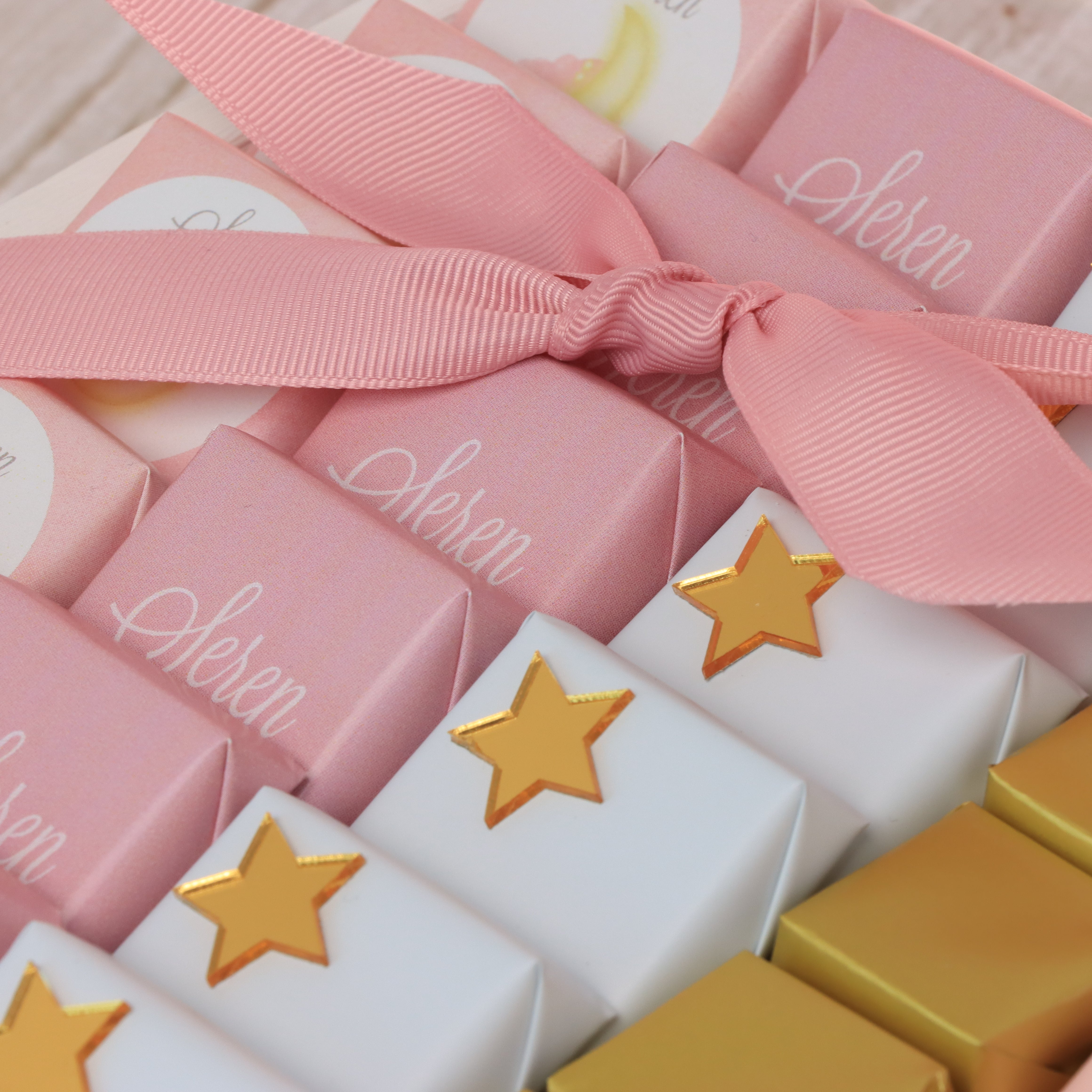 Baby girl moon theme personalized designed chocolate medium leather tray