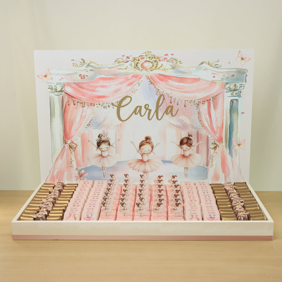 Baby girl customize tray Ballerina  theme design with acrylic backdrop