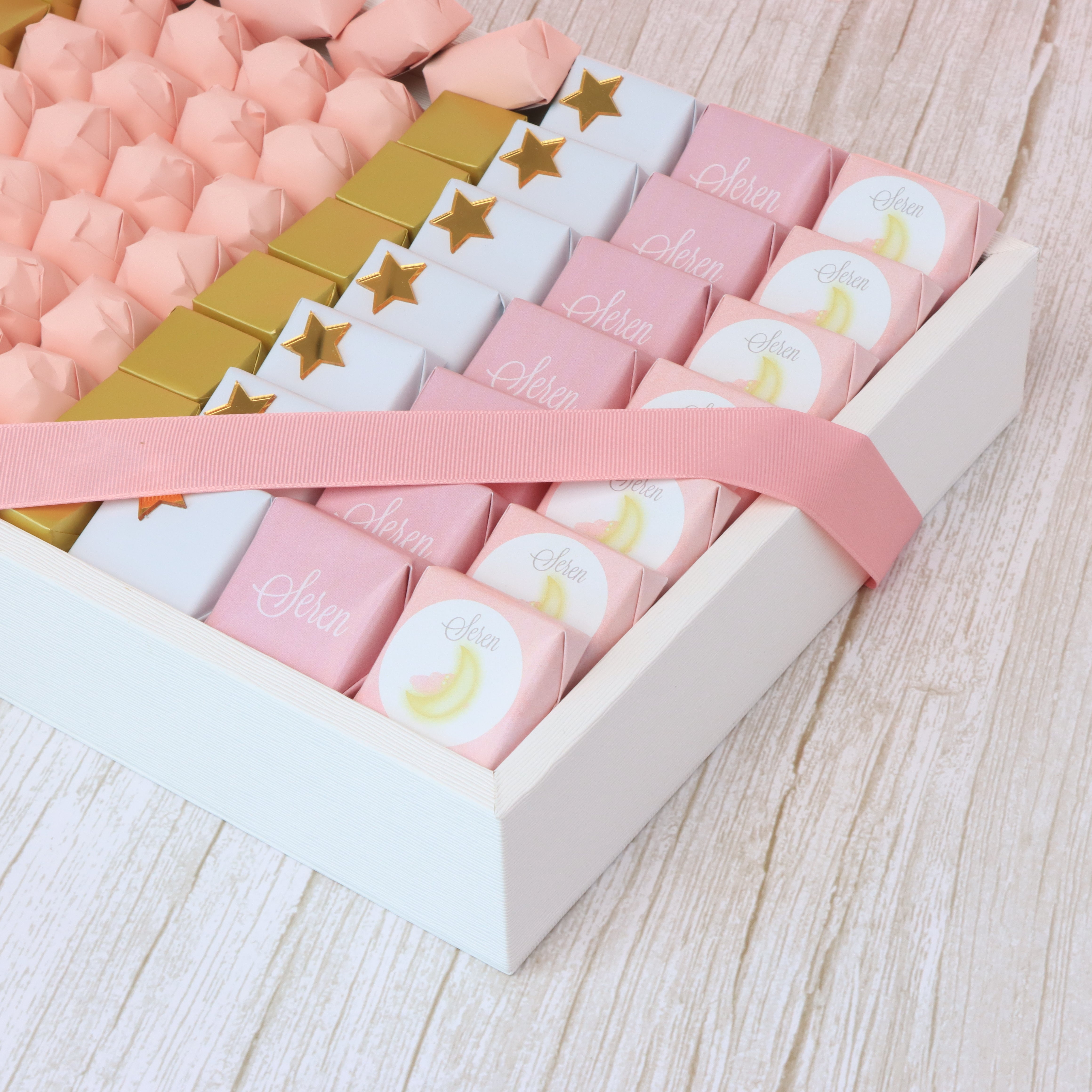 Baby girl moon theme personalized designed chocolate medium leather tray