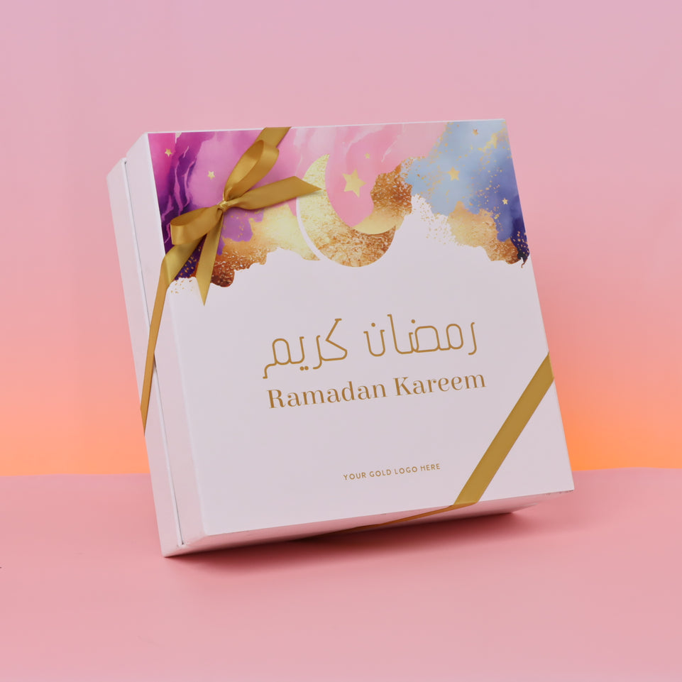 Ramadan Kareem pastel designed chocolate & dates hard box