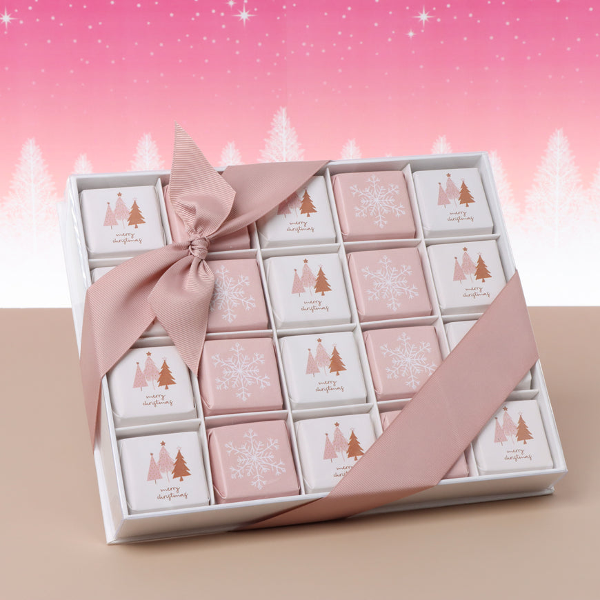 CHRISTMAS TREE & SNOW FLAKE DESIGNED CHOCOLATE VIEW TOP HARD BOX