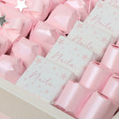 Baby Girl personalized star theme chocolate large leather tray with personalized designed acrylic backdrop.