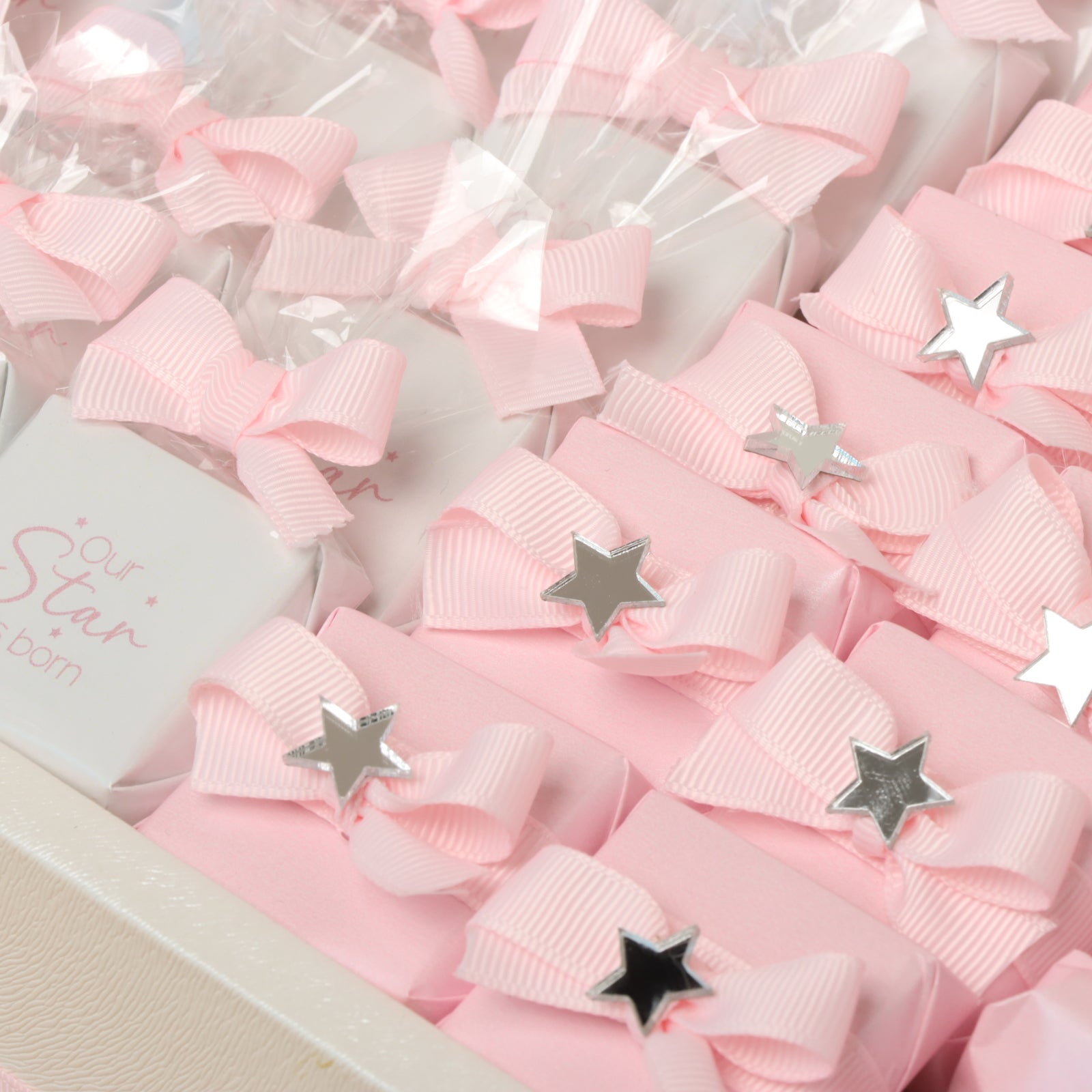 Baby Girl personalized star theme chocolate large leather tray with personalized designed acrylic backdrop.