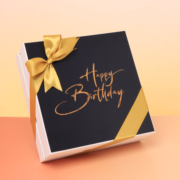 "Happy birthday" black designed 2-layer chocolate hard box