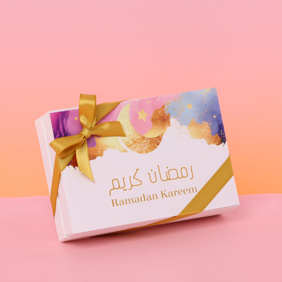 Ramadan Kareem pastel designed chocolate & dates hard box giveaway