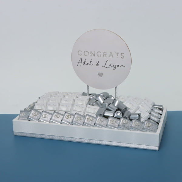 Bridal personalized & decorated chocolate medium leather tray