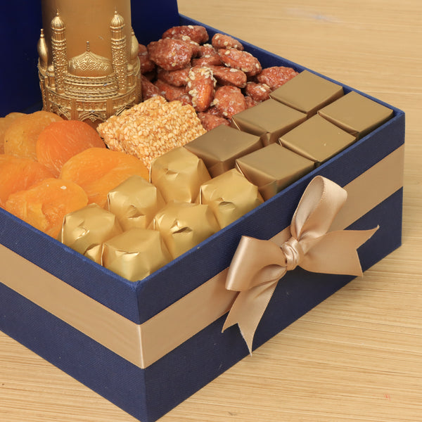 Happy Diwali Taj Mahal candle with chocolate & sweets medium hamper