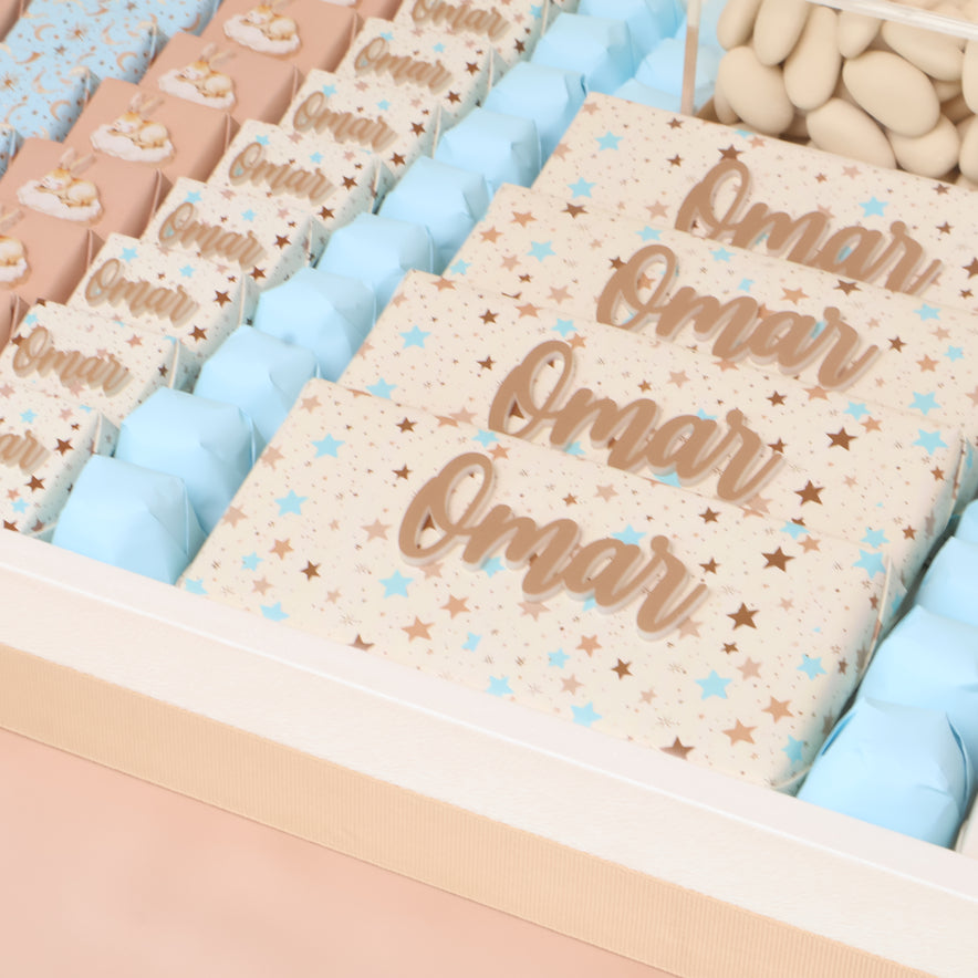 Baby personalized teddy air balloon theme designed premium chocolate large leather tray