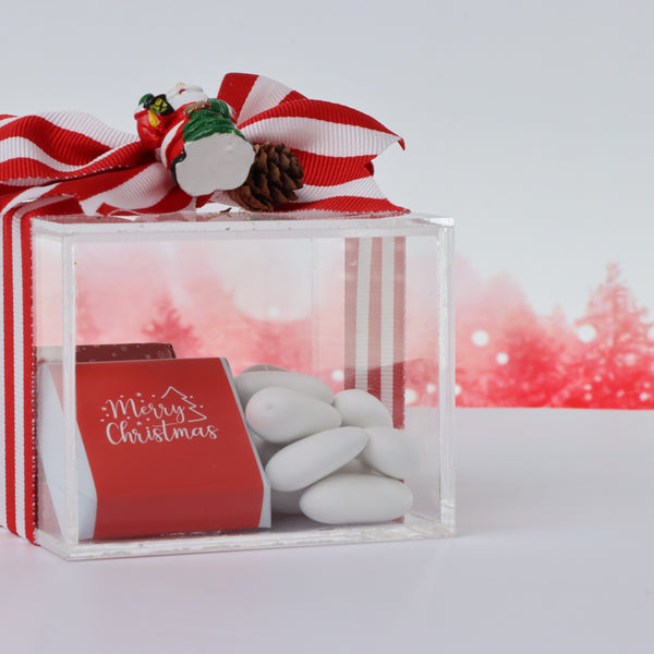Set of 20 Christmas premium chocolate & almond dragees acrylic box