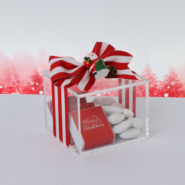 Set of 20 Christmas premium chocolate & almond dragees acrylic box