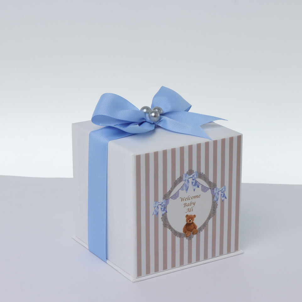 BABY BOY TEDDY BEAR THEME PERSONALIZED MUG HARD BOX