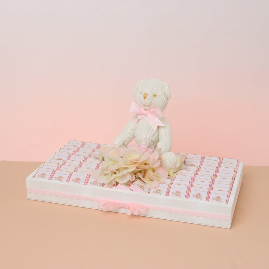 Baby flower designed personalized chocolate medium leather tray