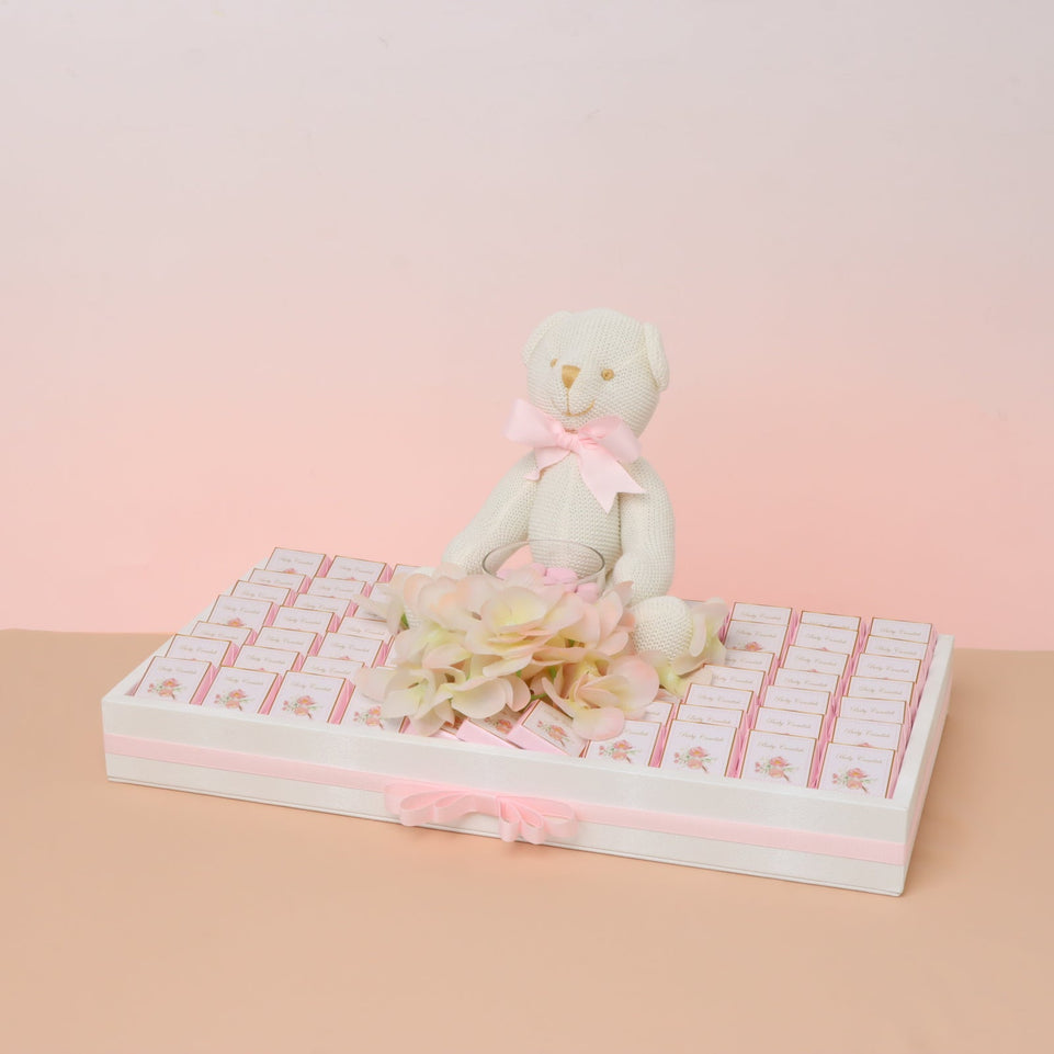 Baby flower designed personalized chocolate medium leather tray