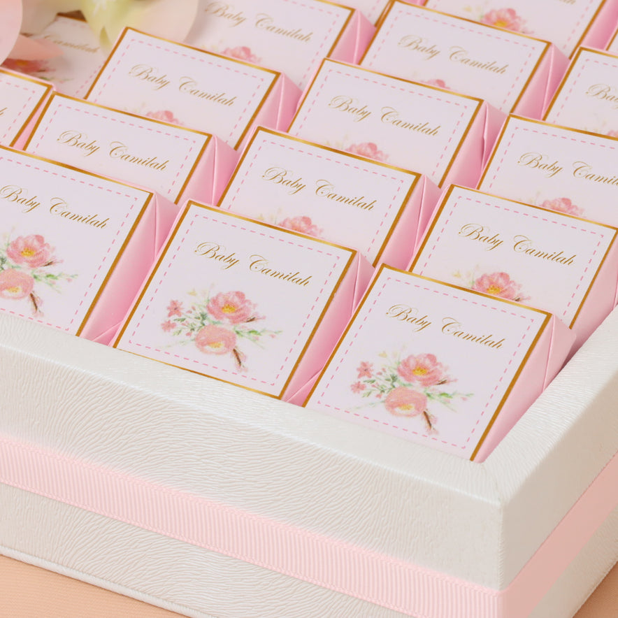 Baby flower designed personalized chocolate medium leather tray