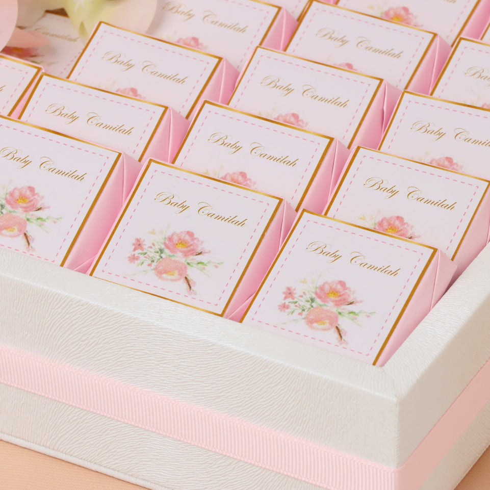 Baby flower designed personalized chocolate medium leather tray